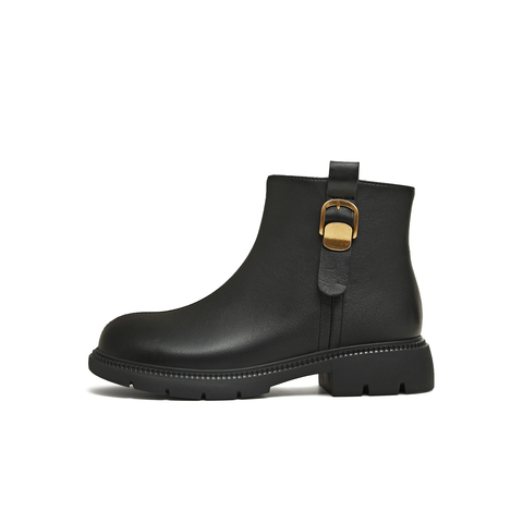 天美意2025冬新款商场同款百搭复古潮流纯色女时装靴BL671DD5