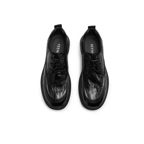 天美意2025冬新款商场同款纯色系带百搭复古男休闲皮鞋WNA01DM5