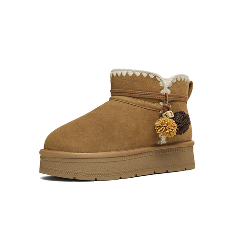 天美意2025冬新款商场同款保暖棉鞋厚底短靴女雪地靴BM301DD5