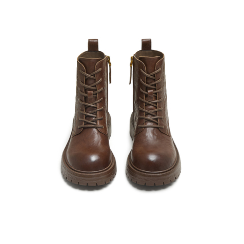 天美意2025冬新款系带复古百搭短靴户外潮流女马丁靴KDX20DZ5