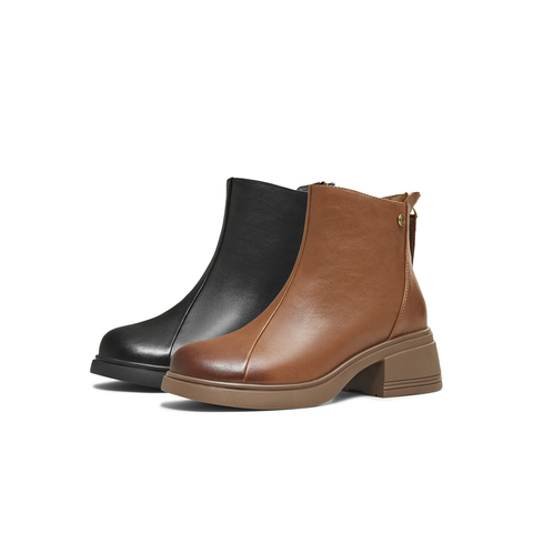 天美意2025冬新款商场同款百搭复古潮流纯色女时装靴BL651DD5