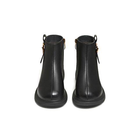 天美意2025冬新款商场同款百搭复古潮流纯色女时装靴BL671DD5