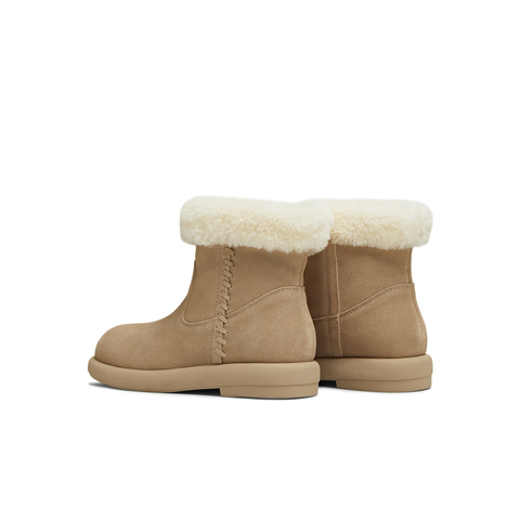 天美意2025冬新款百搭复古保暖舒适毛绒短靴女雪地靴KXD49DD5