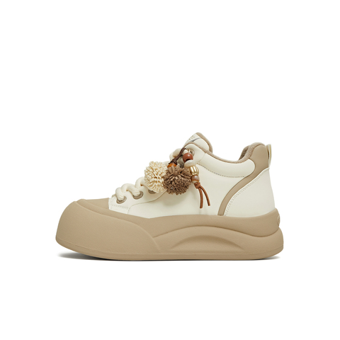 天美意2025冬新款商场同款休闲复古百搭潮流高帮女板鞋BK432DD5