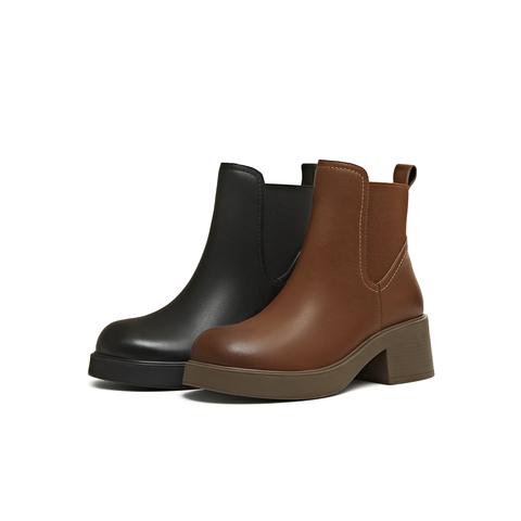 天美意2025冬新款商场同款粗跟休闲经典百搭女切尔西靴BL721DD5