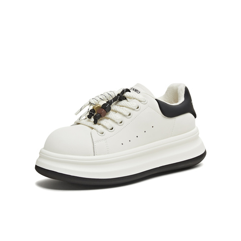 天美意2025秋新款休闲百搭厚底系带运动户外女小白鞋BM261CM5