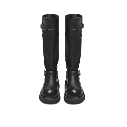 天美意2025冬新款商场同款高直筒显瘦百搭厚底女骑士靴BM351DG5