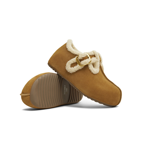 天美意2025冬新款商场同款舒适保暖毛绒单鞋女勃肯鞋BM321DA5