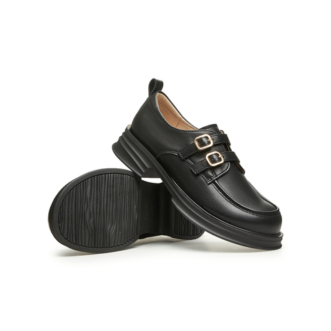 天美意2025春新款商场同款保暖英伦风皮鞋毛毛鞋女单鞋BI071AM5