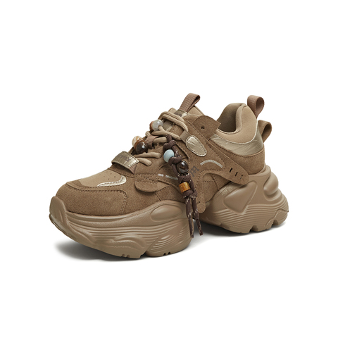 天美意2025冬新款运动休闲百搭厚底系带户外女老爹鞋KD129DM5