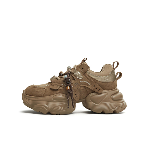 天美意2025冬新款运动休闲百搭厚底系带户外女老爹鞋KD129DM5