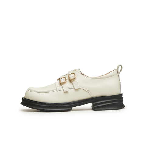 天美意2025春新款商场同款保暖英伦风皮鞋毛毛鞋女单鞋BI071AM5