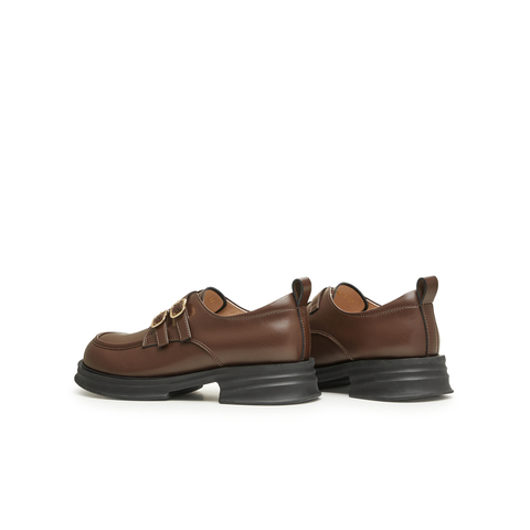 天美意2025春新款商场同款保暖英伦风皮鞋毛毛鞋女单鞋BI071AM5