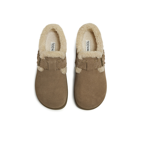 天美意2025冬新款厚底一脚蹬保暖棉鞋雪地靴女勃肯鞋KK073DM5