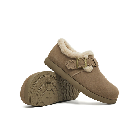 天美意2025冬新款厚底一脚蹬保暖棉鞋雪地靴女勃肯鞋KK073DM5