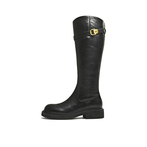 天美意2025冬新款商场同款高直筒显瘦百搭厚底女骑士靴CD580DG5