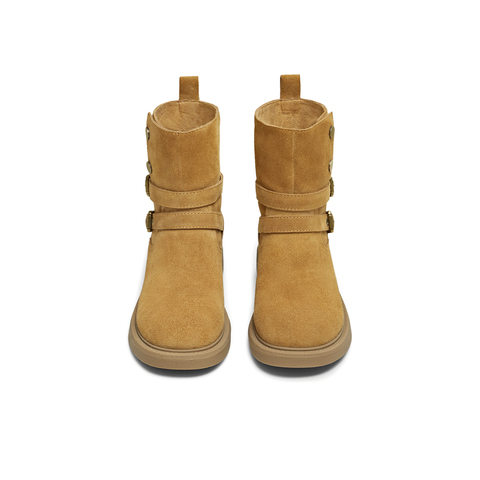 天美意2025冬新款商场同款厚底复古百搭短筒靴女西部靴BL771DZ5