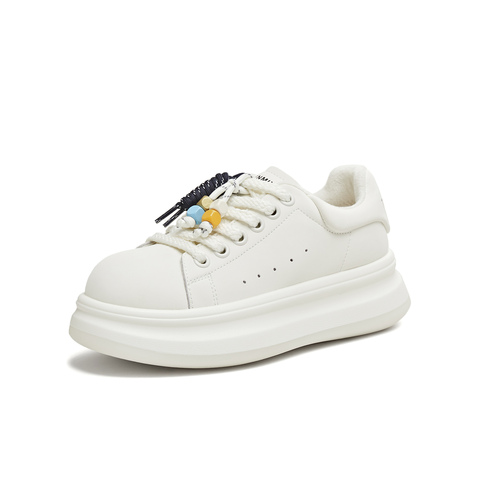 天美意2025秋新款休闲百搭厚底系带运动户外女小白鞋BM261CM5