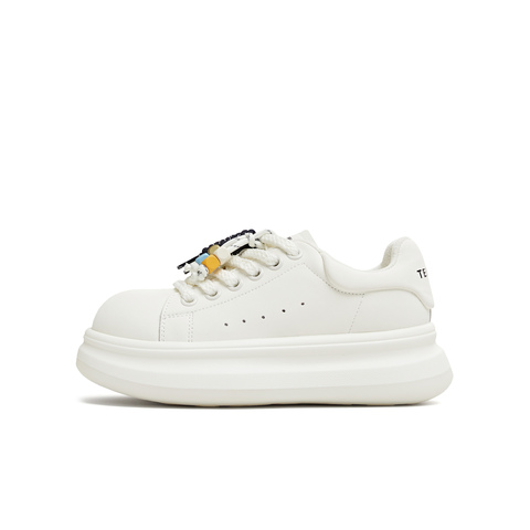 天美意2025秋新款休闲百搭厚底系带运动户外女小白鞋BM261CM5