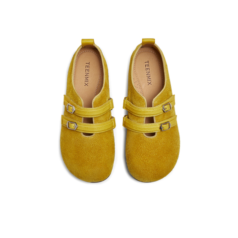 天美意2025秋新款纯色平底复古百搭潮流休闲女勃肯鞋KK058CA5