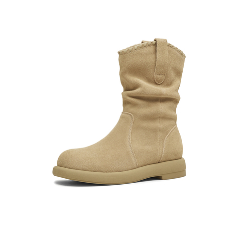 天美意2025冬新款商场同款休闲百搭靴子复古女时装靴BL751DZ5
