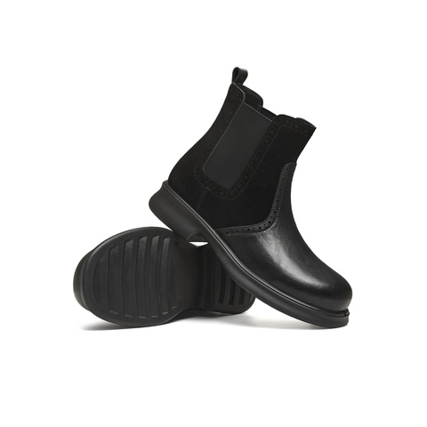 天美意2025冬新款平跟英伦复古百搭短靴女切尔西靴KQX23DD5