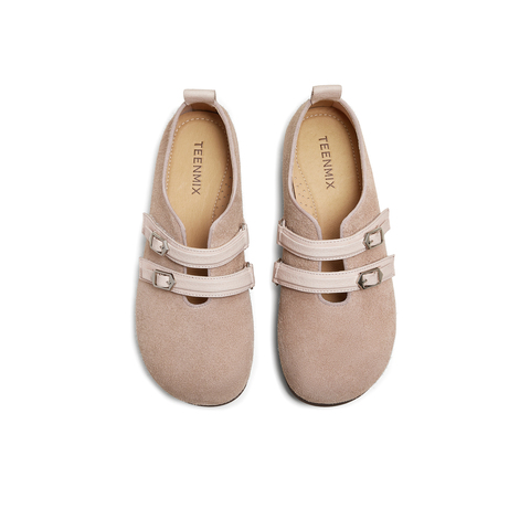 天美意2025秋新款纯色平底复古百搭潮流休闲女勃肯鞋KK058CA5