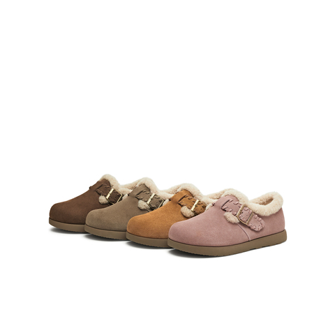 天美意2025冬新款厚底一脚蹬保暖棉鞋雪地靴女勃肯鞋KK073DM5