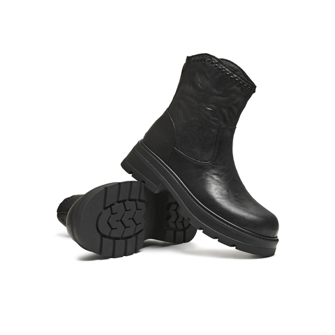 天美意2025冬新款商场同款粗跟英伦复古百搭时装靴女靴BM061DZ5