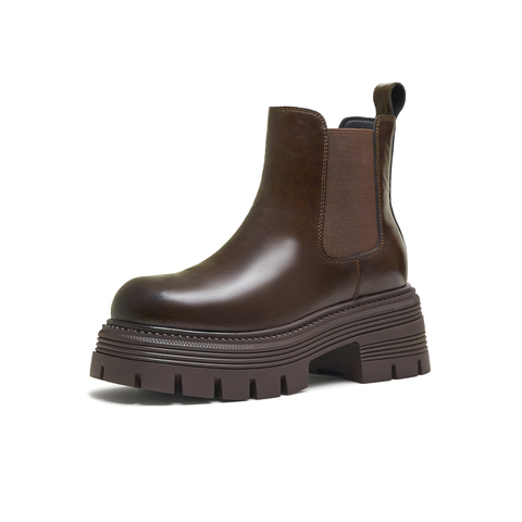 天美意2025冬新款厚底百搭短靴套脚潮流女切尔西靴KQX16DD5