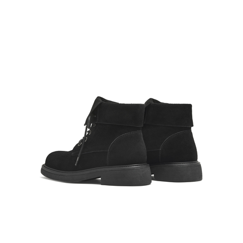 天美意2025冬新款商场同款厚底翻领英伦短靴女马丁靴BL741DZ5