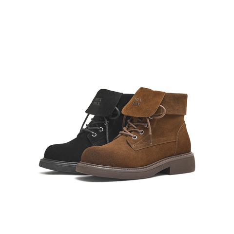 天美意2025冬新款商场同款厚底翻领英伦短靴女马丁靴BL741DZ5