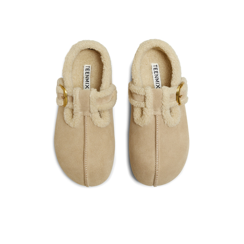 天美意2025冬新款商场同款舒适保暖毛绒单鞋女勃肯鞋BM321DA5