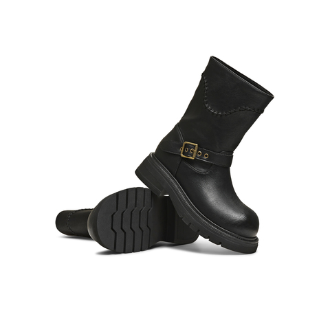 天美意2025冬新款商场同款圆头粗跟复古长靴女骑士靴BM352DZ5