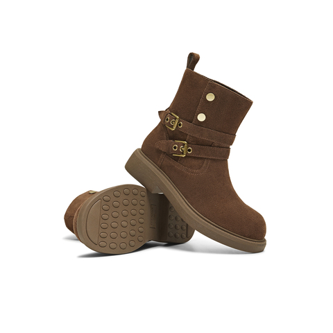 天美意2025冬新款商场同款厚底复古百搭短筒靴女西部靴BL771DZ5