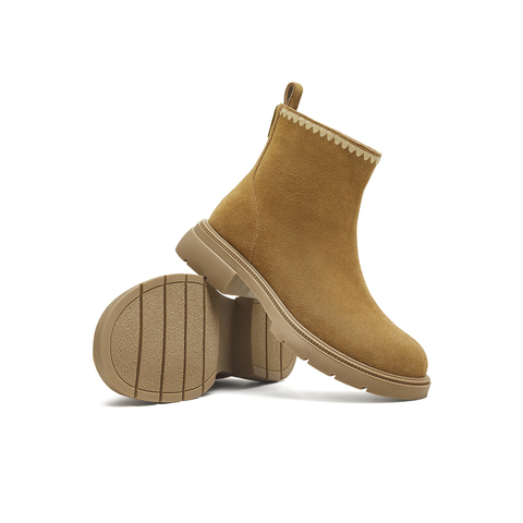 天美意2025冬新款商场同款平跟复古美拉德百搭女时装靴BJ842DD5