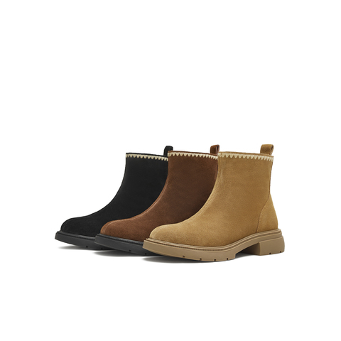 天美意2025冬新款商场同款平跟复古美拉德百搭女时装靴BJ842DD5