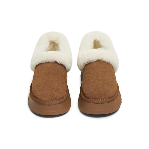 天美意2025冬新款毛绒短靴保暖厚底复古纯色女雪地靴KXD40DM5