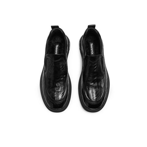 天美意2025冬新款商场同款纯色一脚蹬复古男休闲皮鞋WNA02DM5