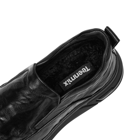 天美意2025冬新款商场同款纯色一脚蹬复古男休闲皮鞋WNA02DM5