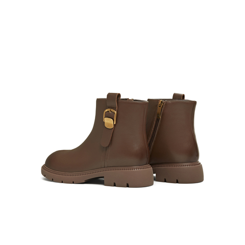 天美意2025冬新款商场同款百搭复古潮流纯色女时装靴BL671DD5