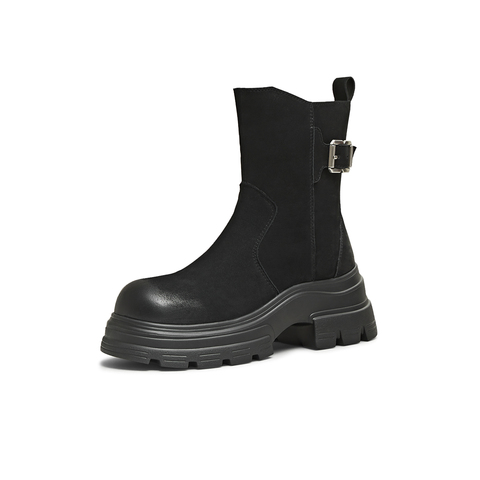 天美意2025冬新款商场同款厚底增高百搭短靴女时装靴CFB60DZ5