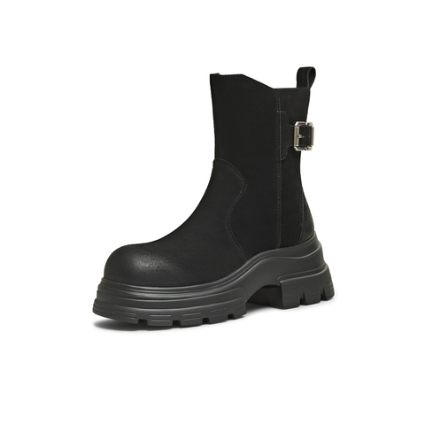 天美意2025冬新款商场同款厚底增高百搭短靴女时装靴CFB60DZ5