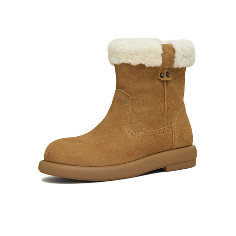 天美意2025冬新款商场同款厚底保暖棉鞋短靴女雪地靴BK213DZ5