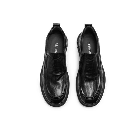 天美意2025冬新款商场同款纯色一脚蹬复古男休闲皮鞋WNA02DM5