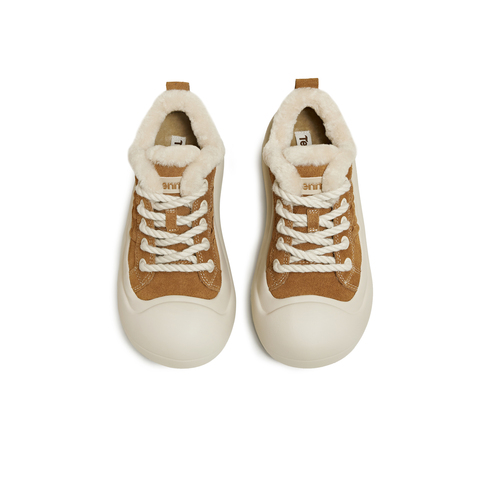 天美意2025冬新款商场同款厚底休闲百搭加绒保暖女板鞋CP537DM5