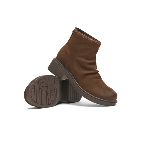 天美意2025冬新款商场同款厚底简约百搭短靴女时装靴CNG46DD5