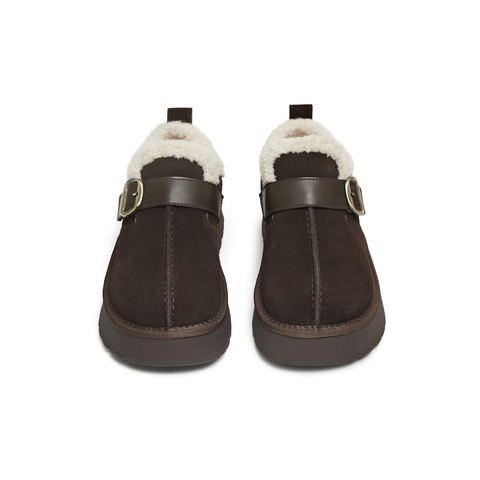 天美意2025冬新款毛绒保暖圆头复古百搭纯色女勃肯鞋KK078DD5