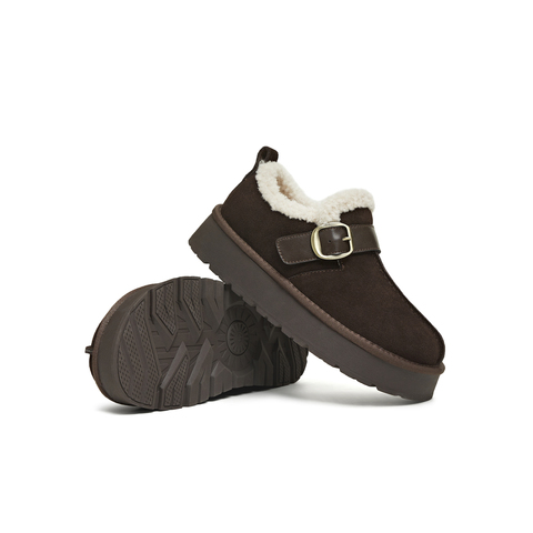 天美意2025冬新款毛绒保暖圆头复古百搭纯色女勃肯鞋KK078DD5