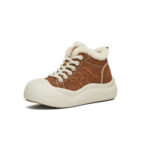 天美意2025冬新款商场同款厚底休闲百搭加绒保暖女板鞋CP548DD5